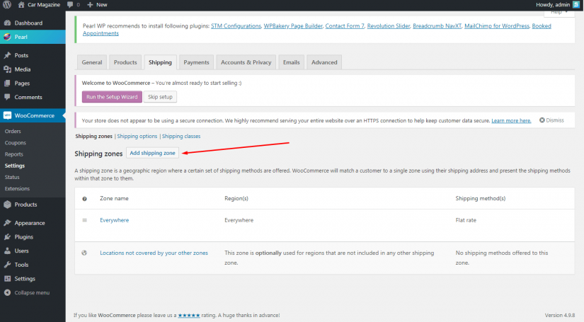 WooCommerce-Settings-Shipping-Add Shipping Zone on WordPress Online Store on WooCommerce